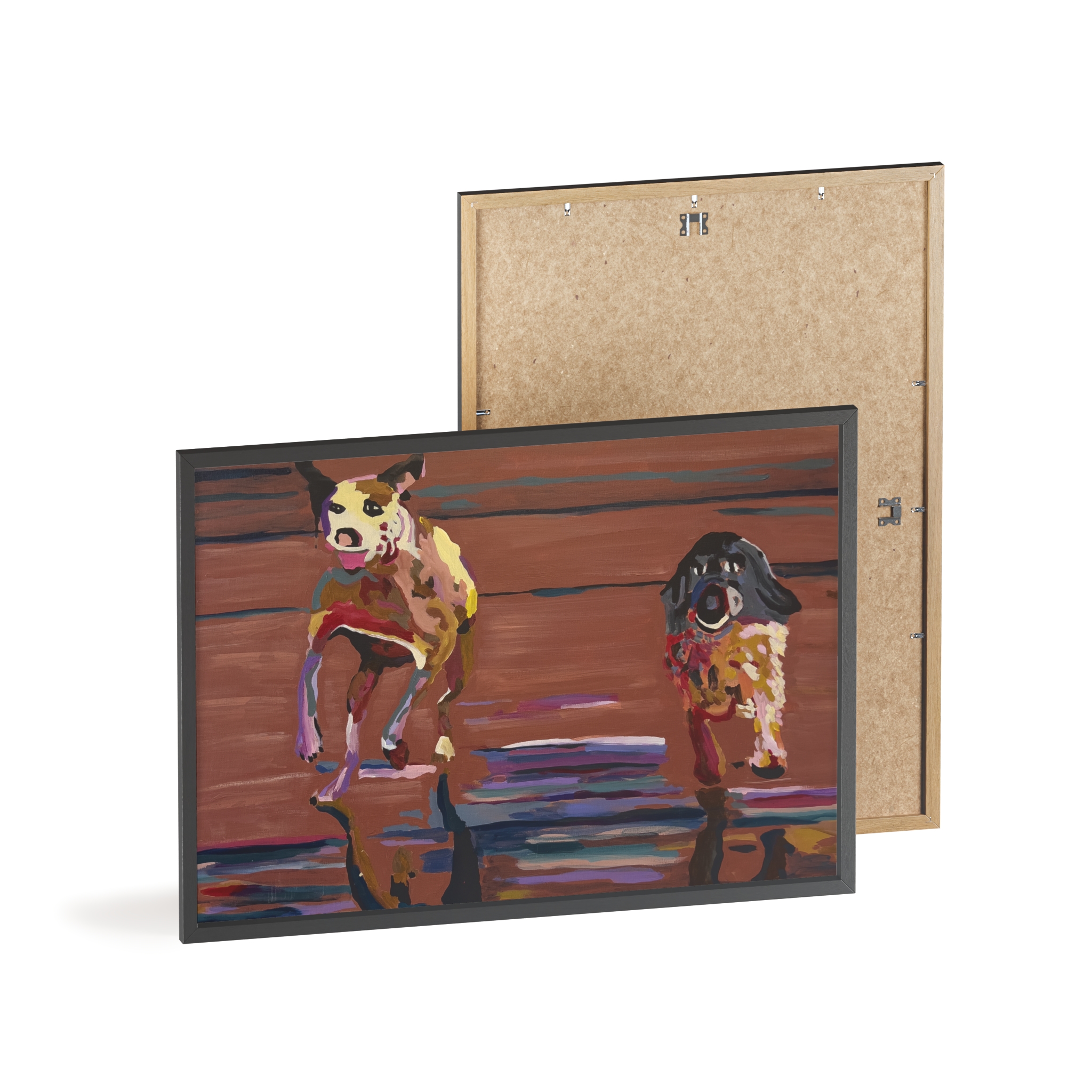 2 Brown Dogs Run - Framed