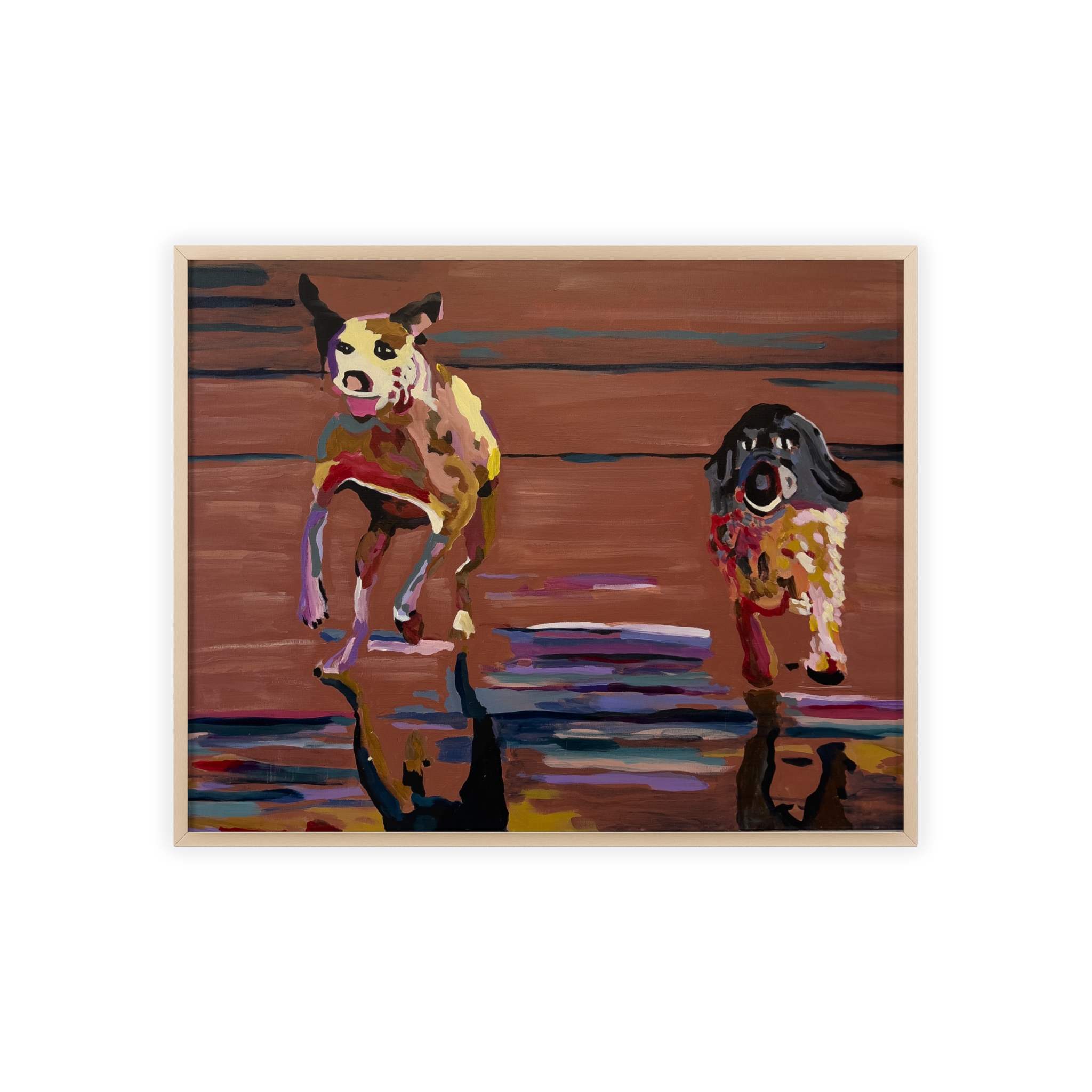 2 Brown Dogs Run - Framed