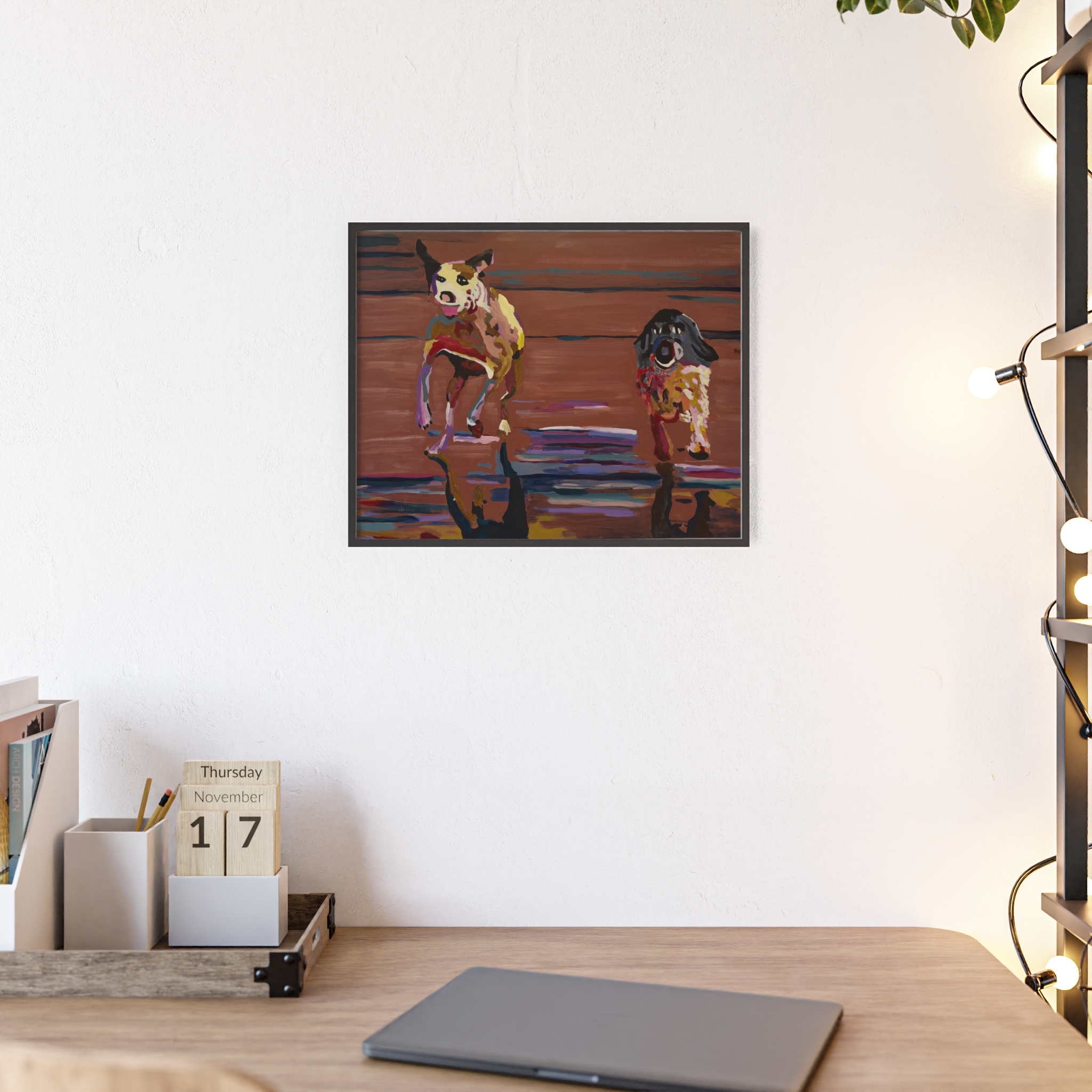 2 Brown Dogs Run - Framed