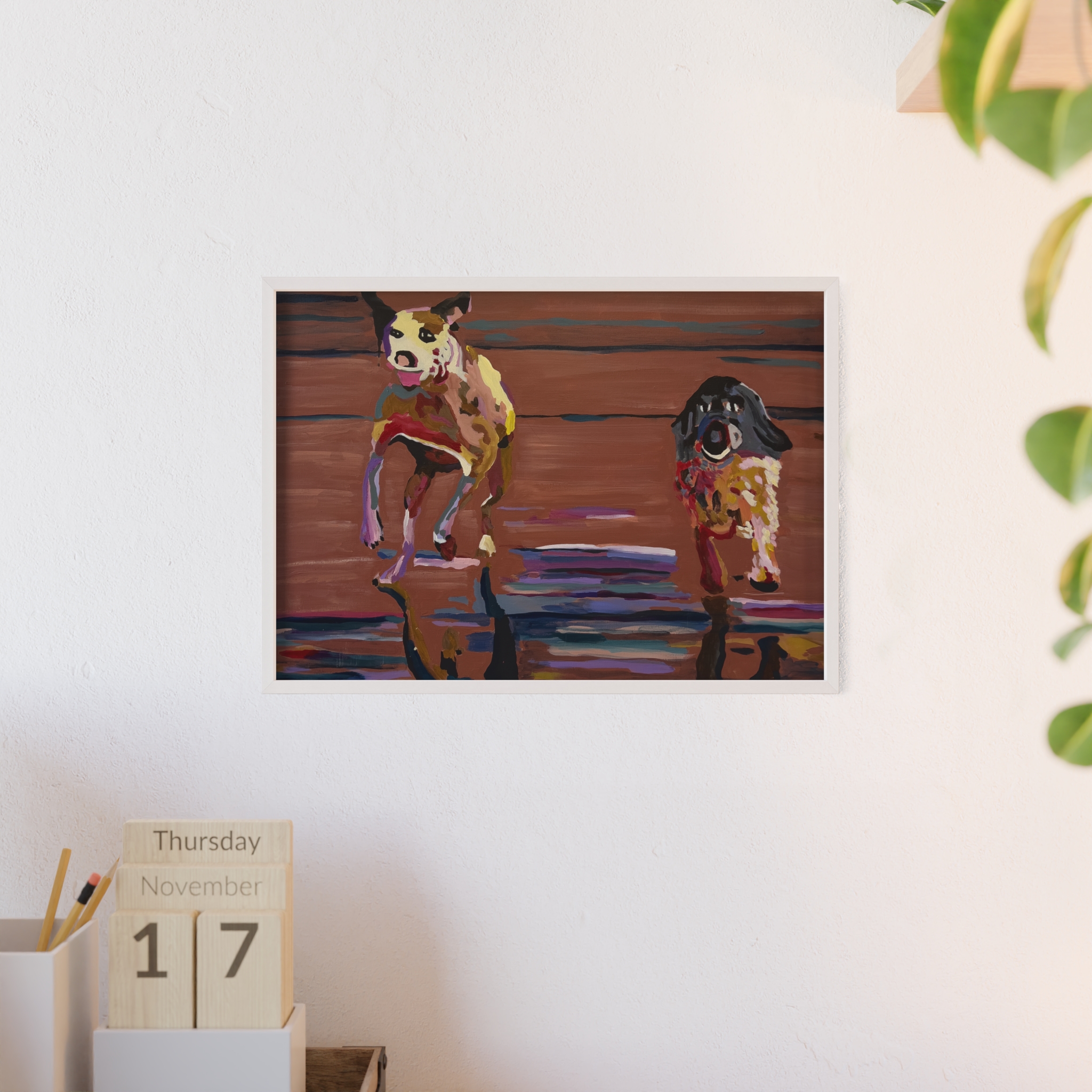 2 Brown Dogs Run - Framed
