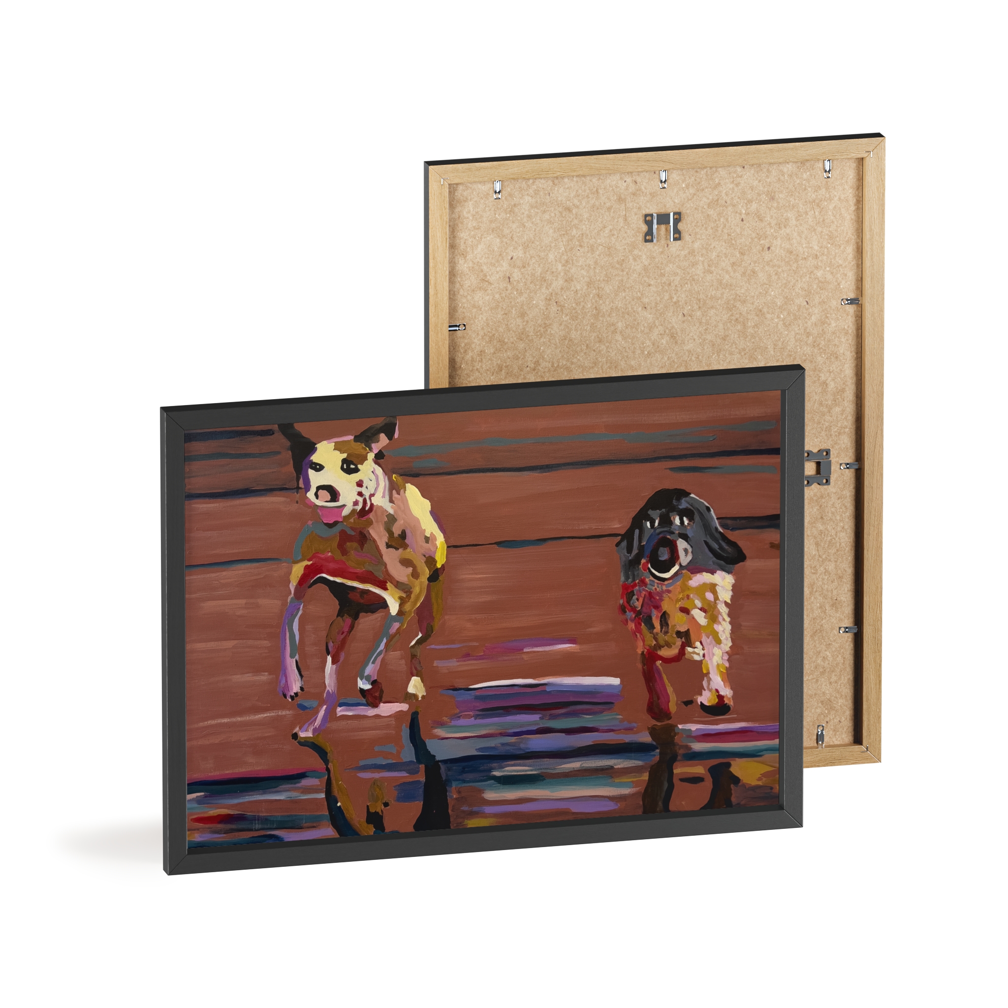 2 Brown Dogs Run - Framed