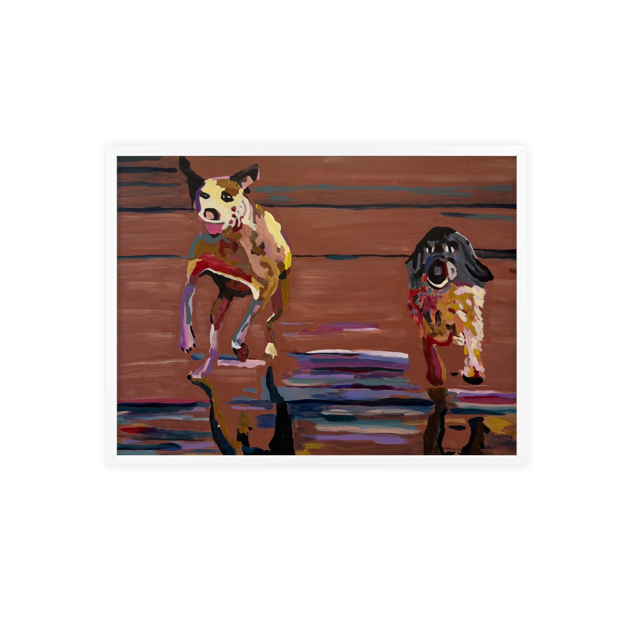 2 Brown Dogs Run - Framed