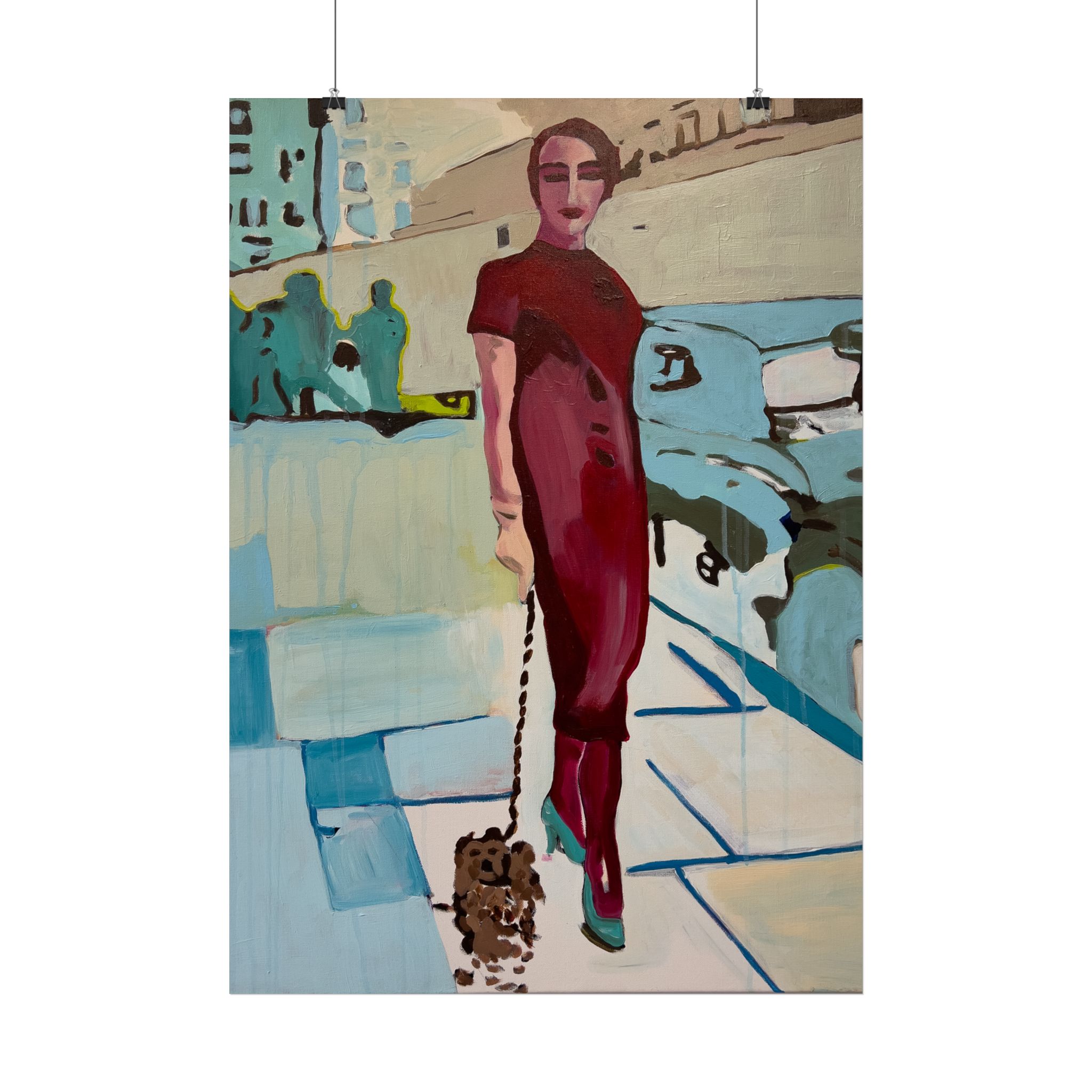 Woman In Red Dress With The Dog