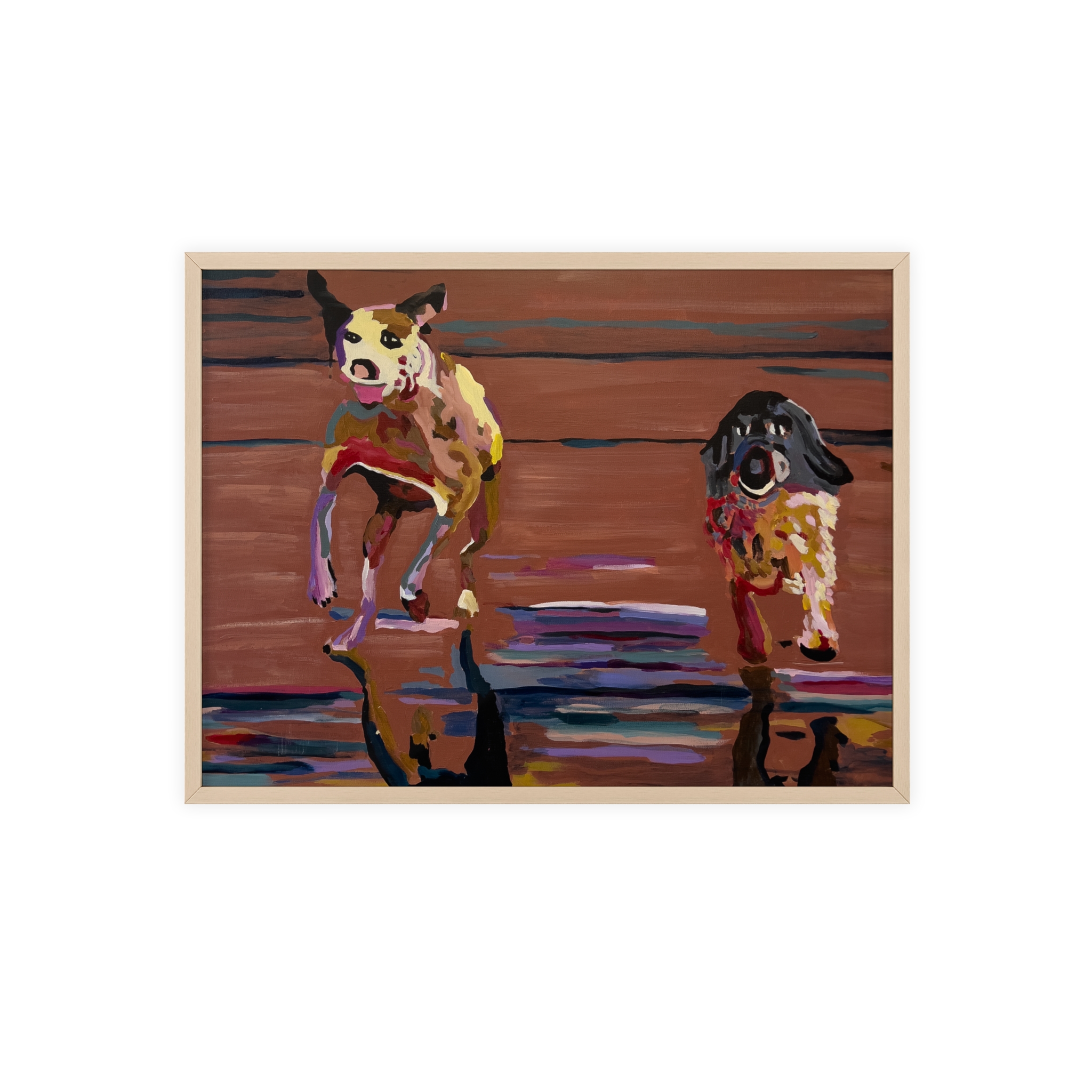 2 Brown Dogs Run - Framed