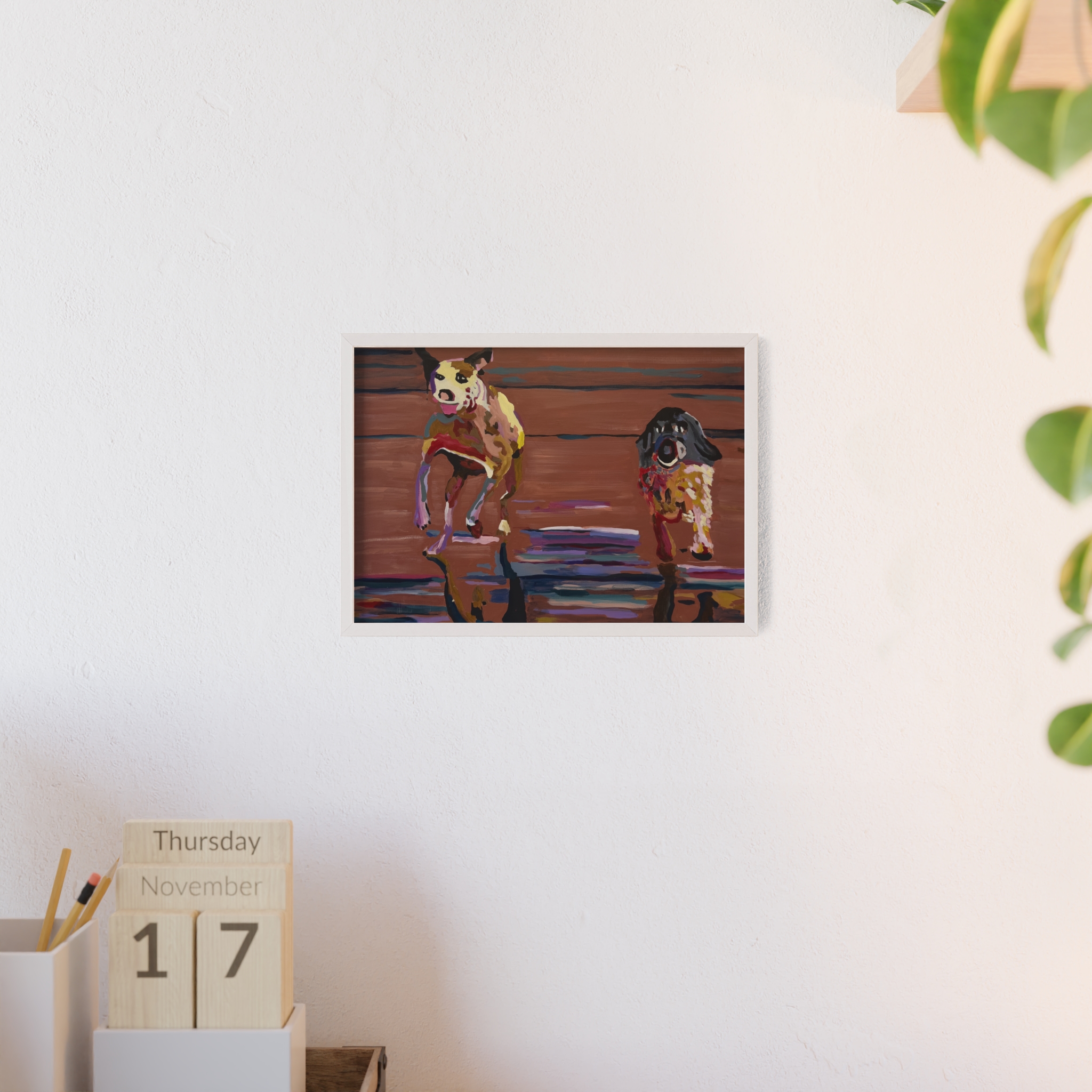 2 Brown Dogs Run - Framed