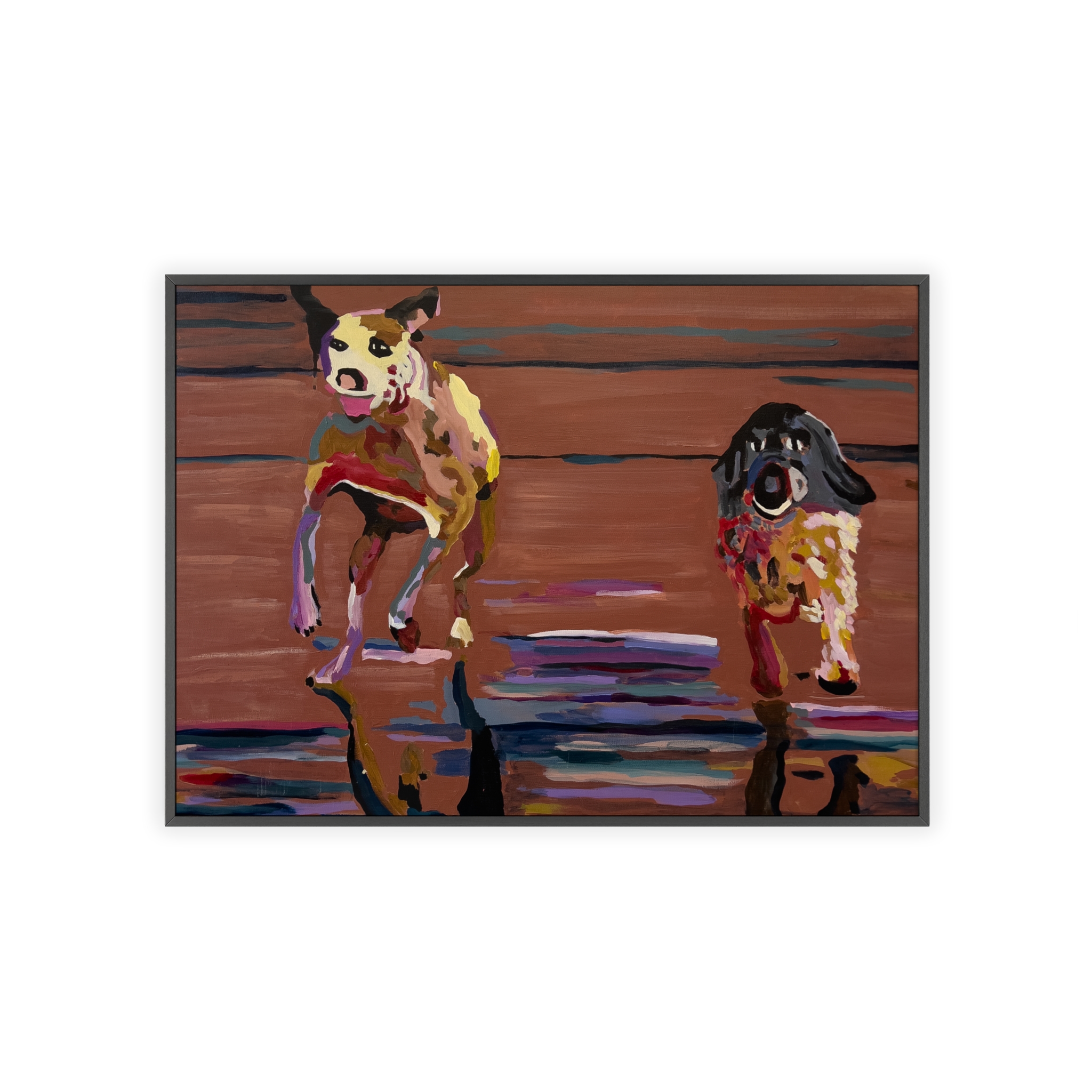 2 Brown Dogs Run - Framed