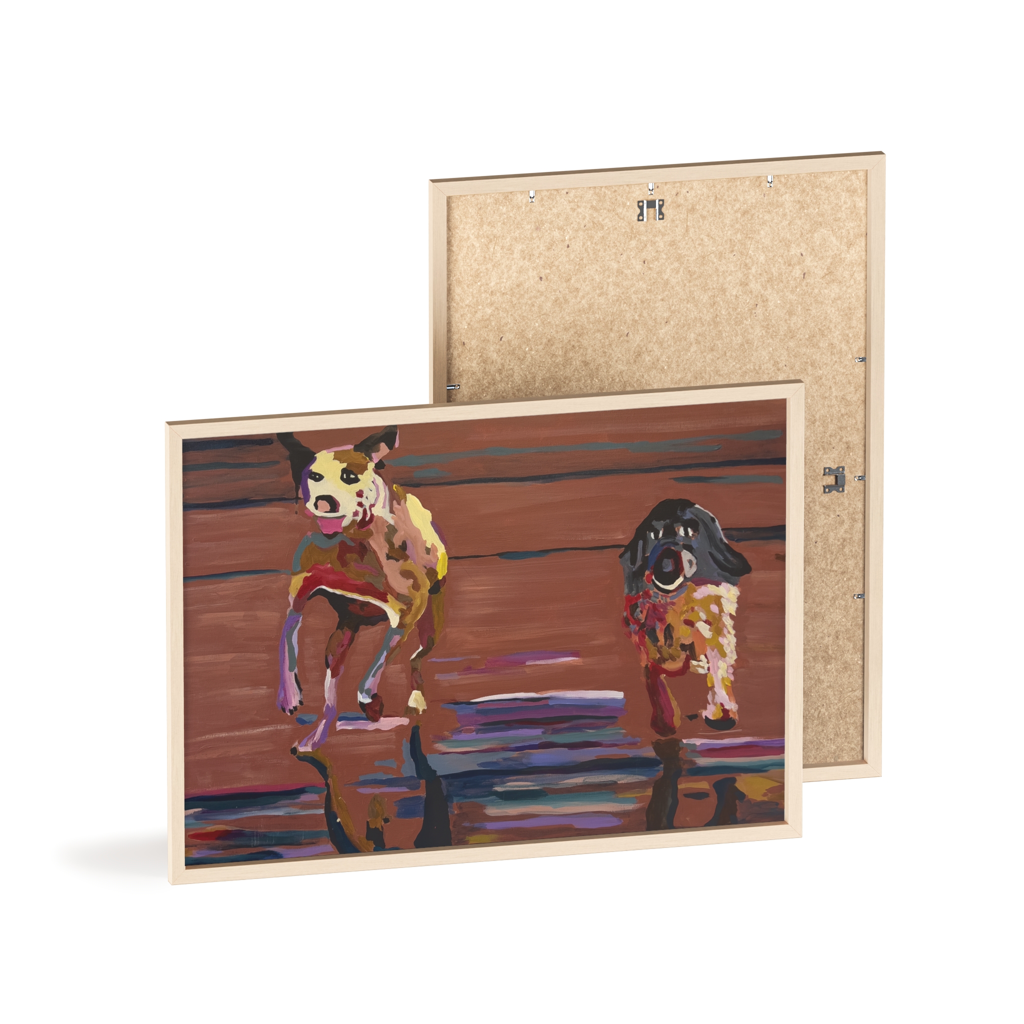 2 Brown Dogs Run - Framed