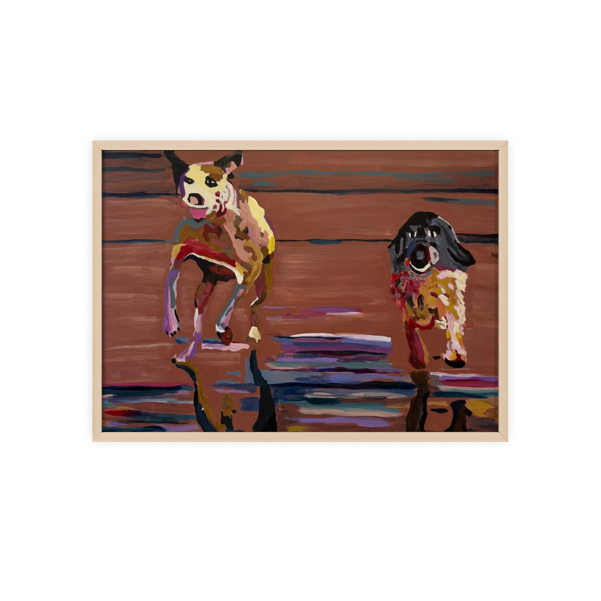 2 Brown Dogs Run - Framed