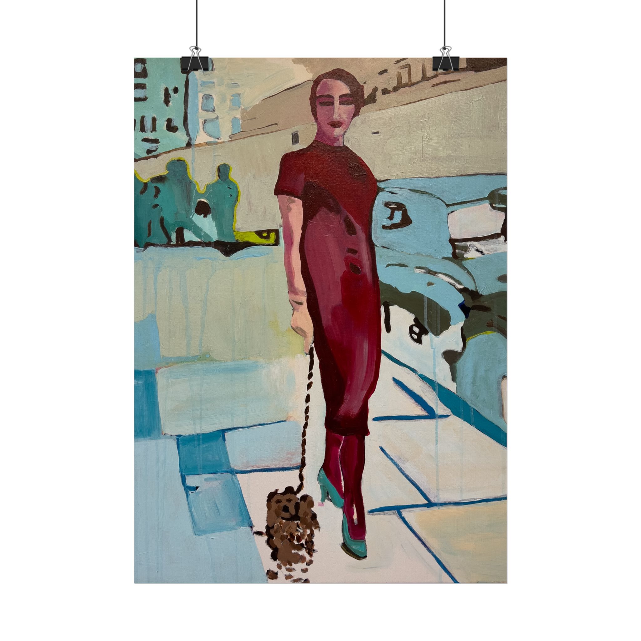 Woman In Red Dress With The Dog
