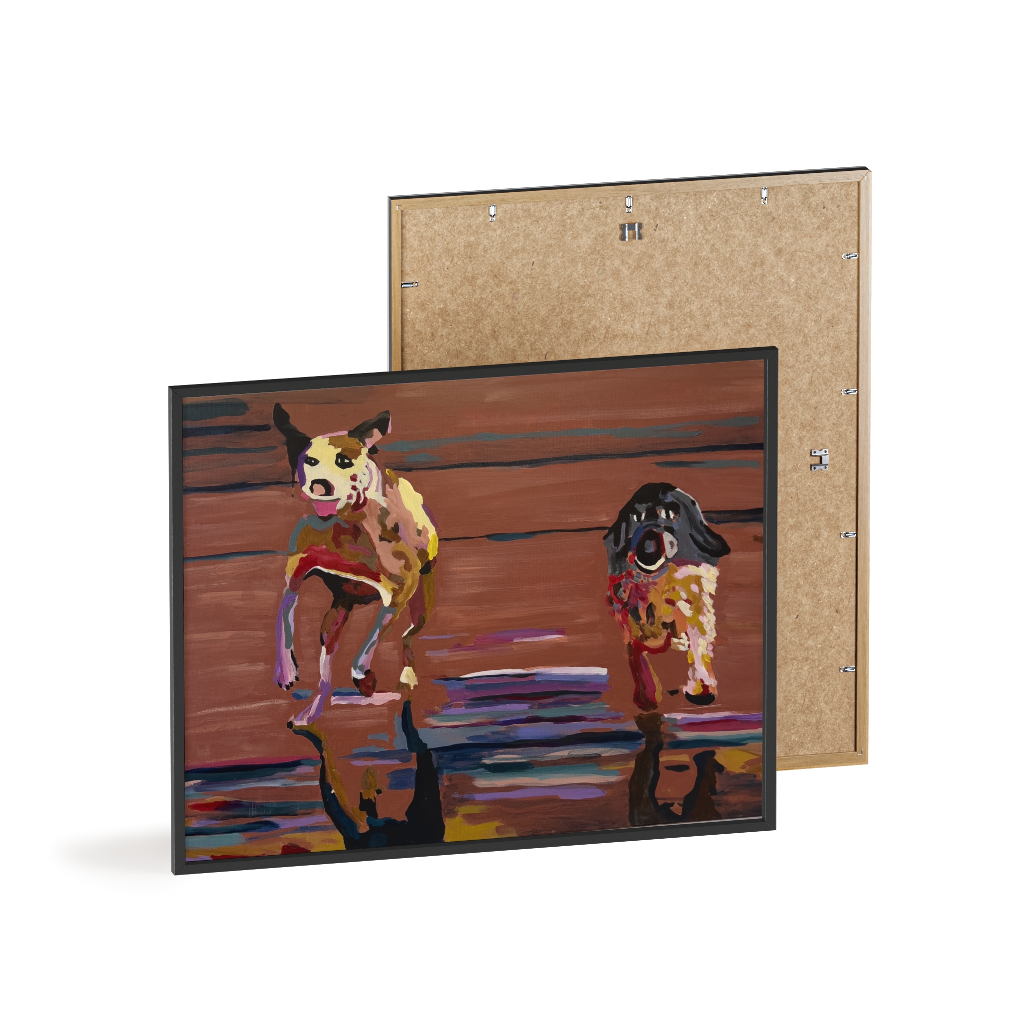 2 Brown Dogs Run - Framed