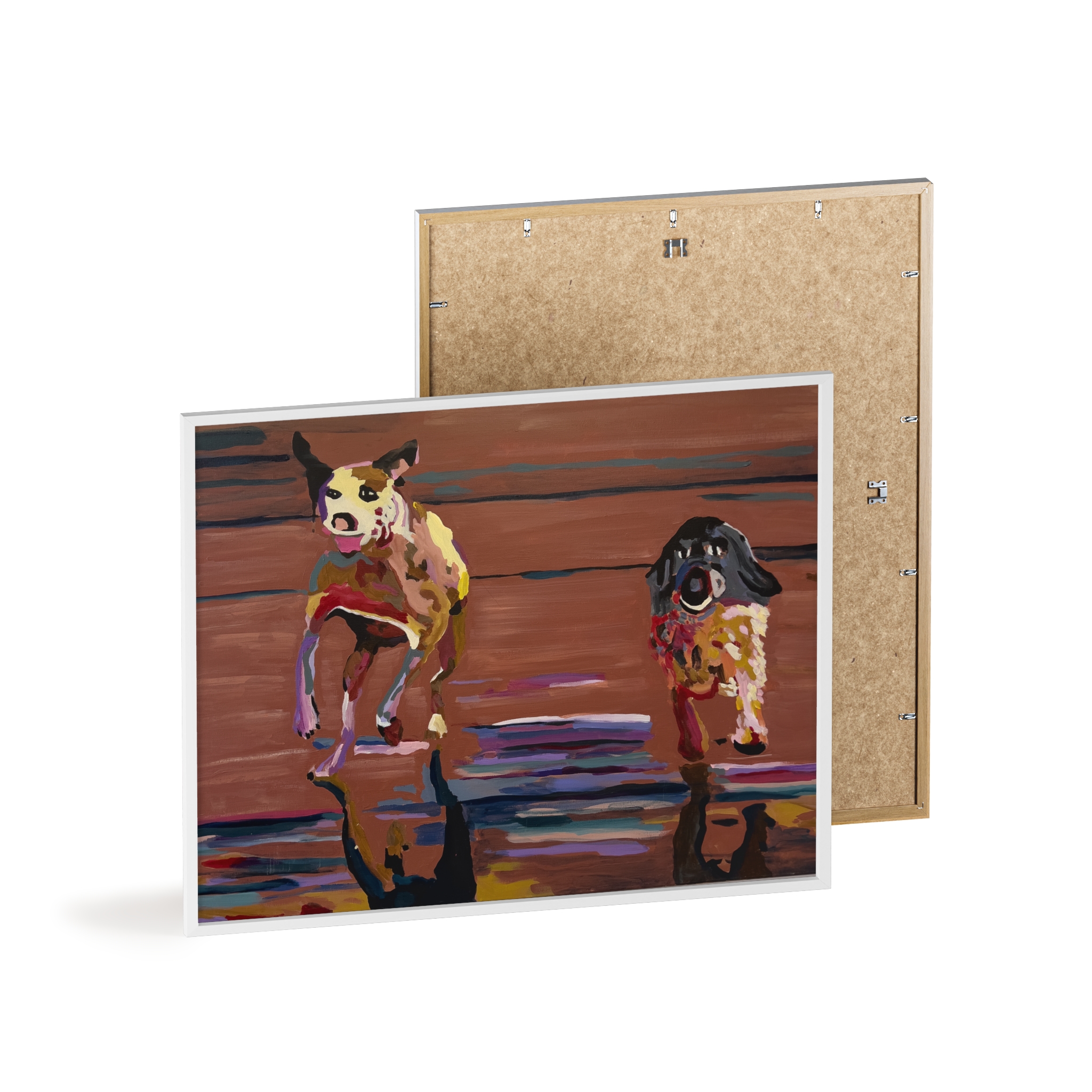 2 Brown Dogs Run - Framed