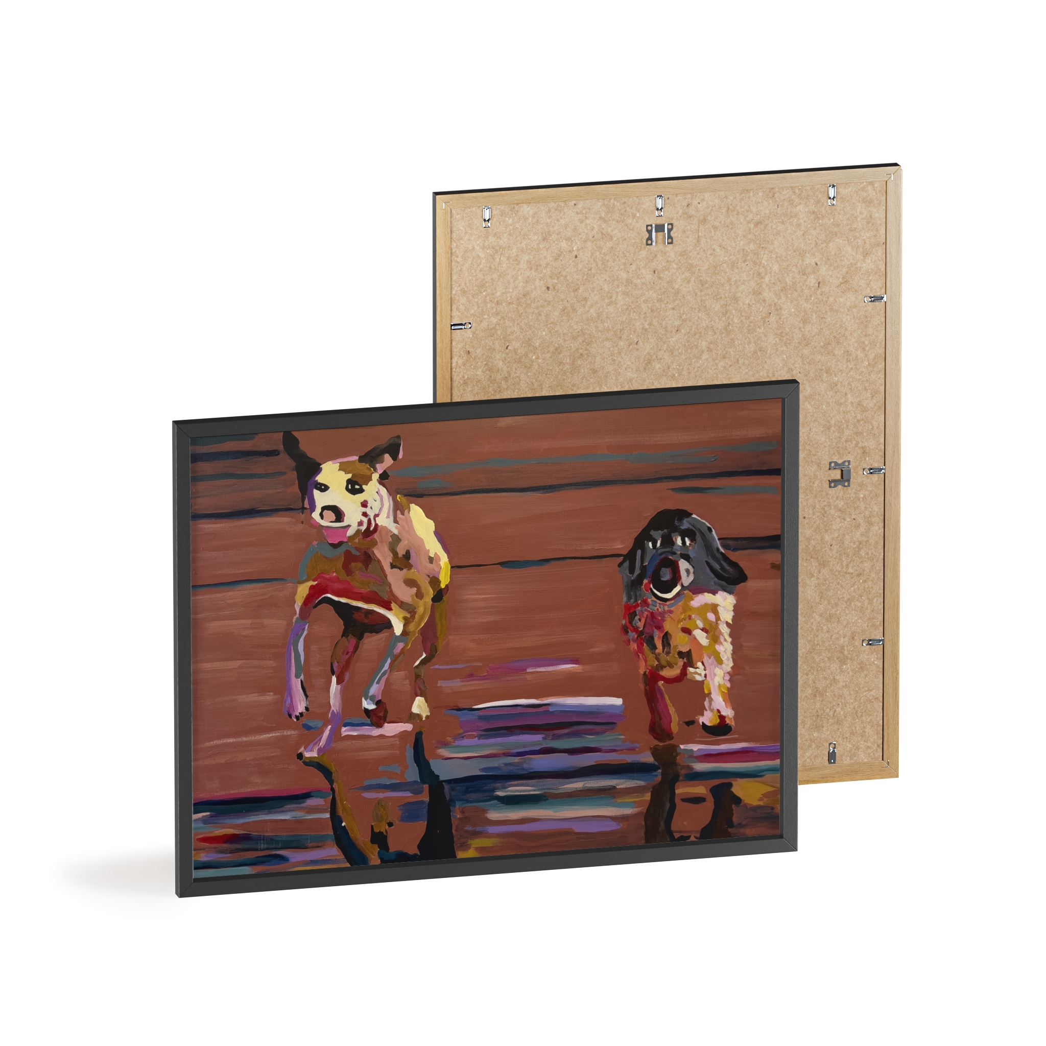 2 Brown Dogs Run - Framed